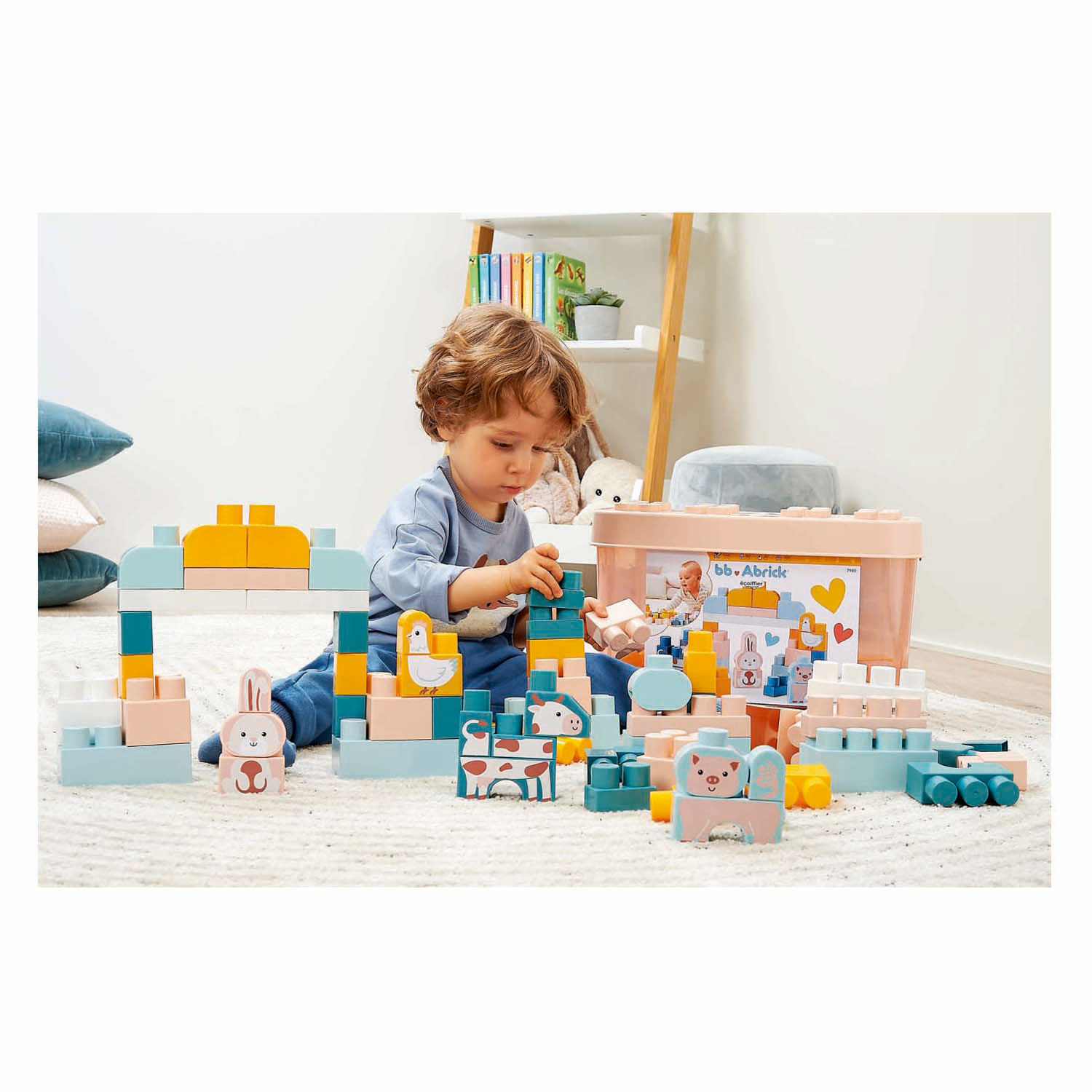 Blocs de construction Abrick avec animaux de la ferme - 55 pièces.