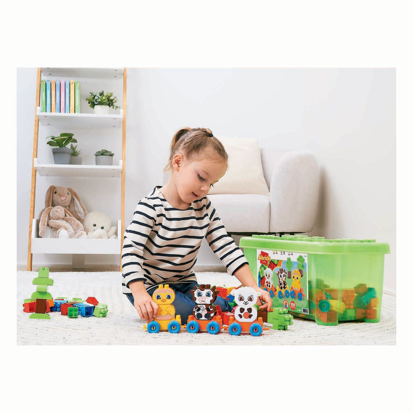 Train de blocs Abrick Animaux de la ferme - 250 pièces.