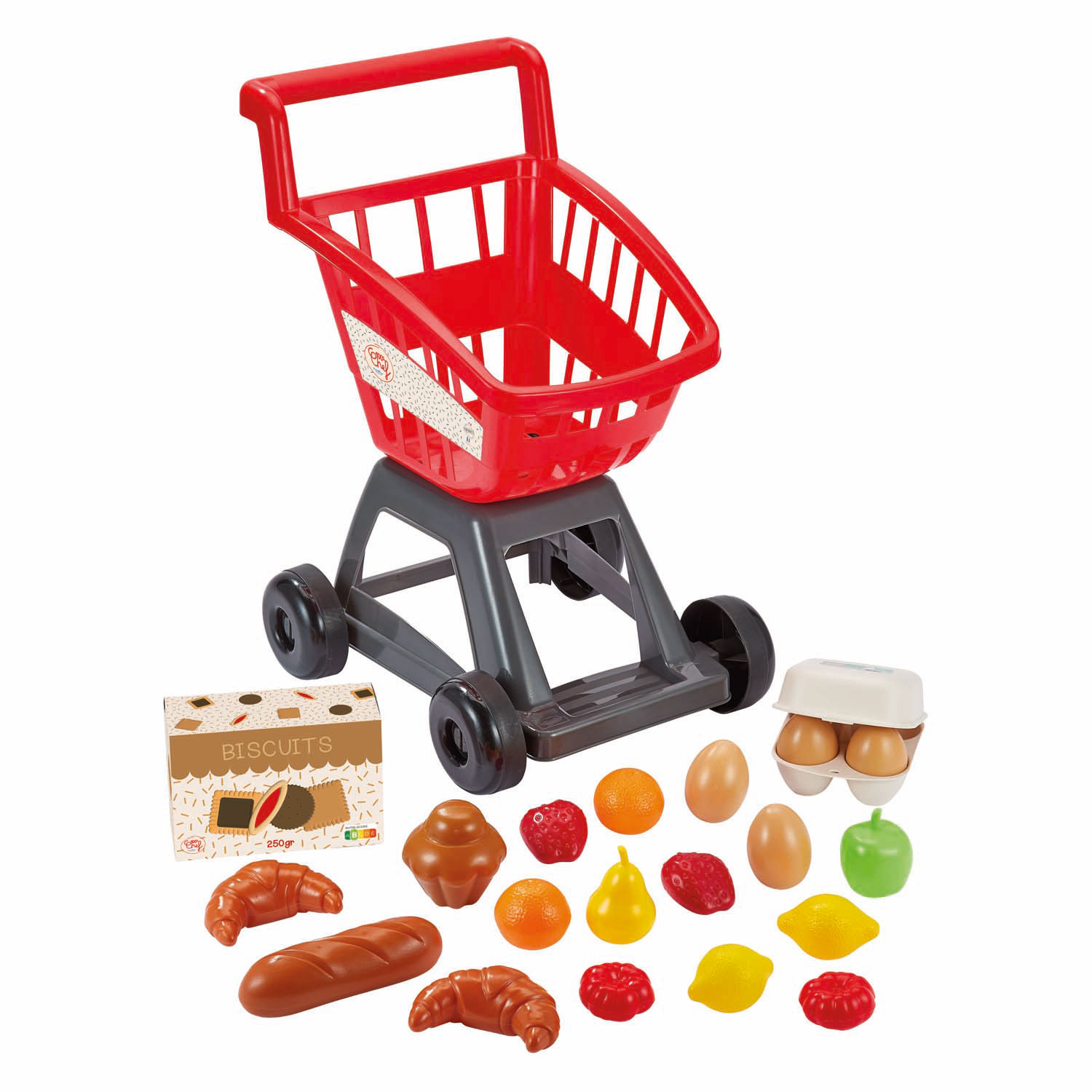 Chariot de courses Ecoiffier rempli - 21 pièces.