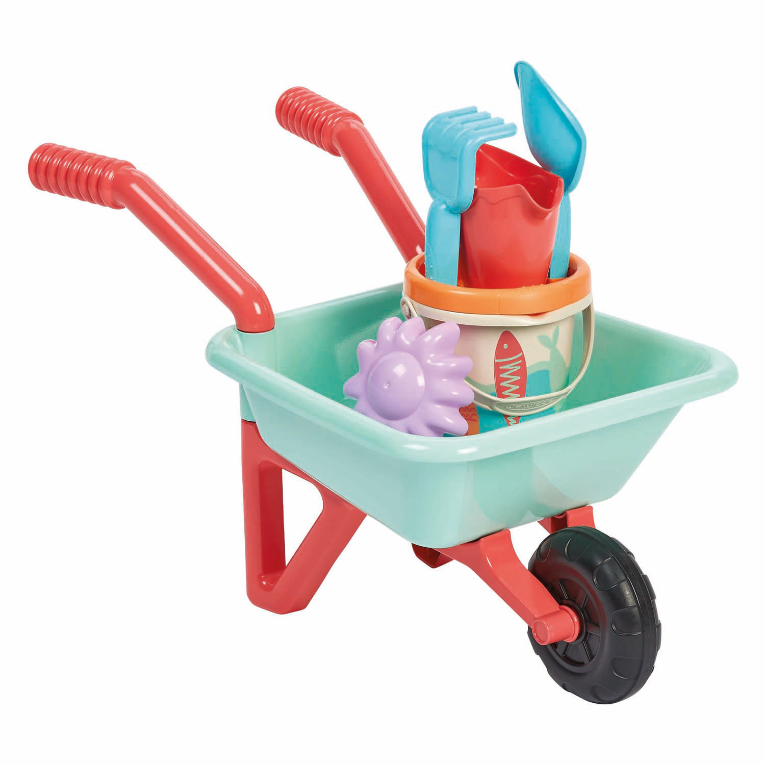 Brouette Ecoiffier avec accessoires - 7 pièces.