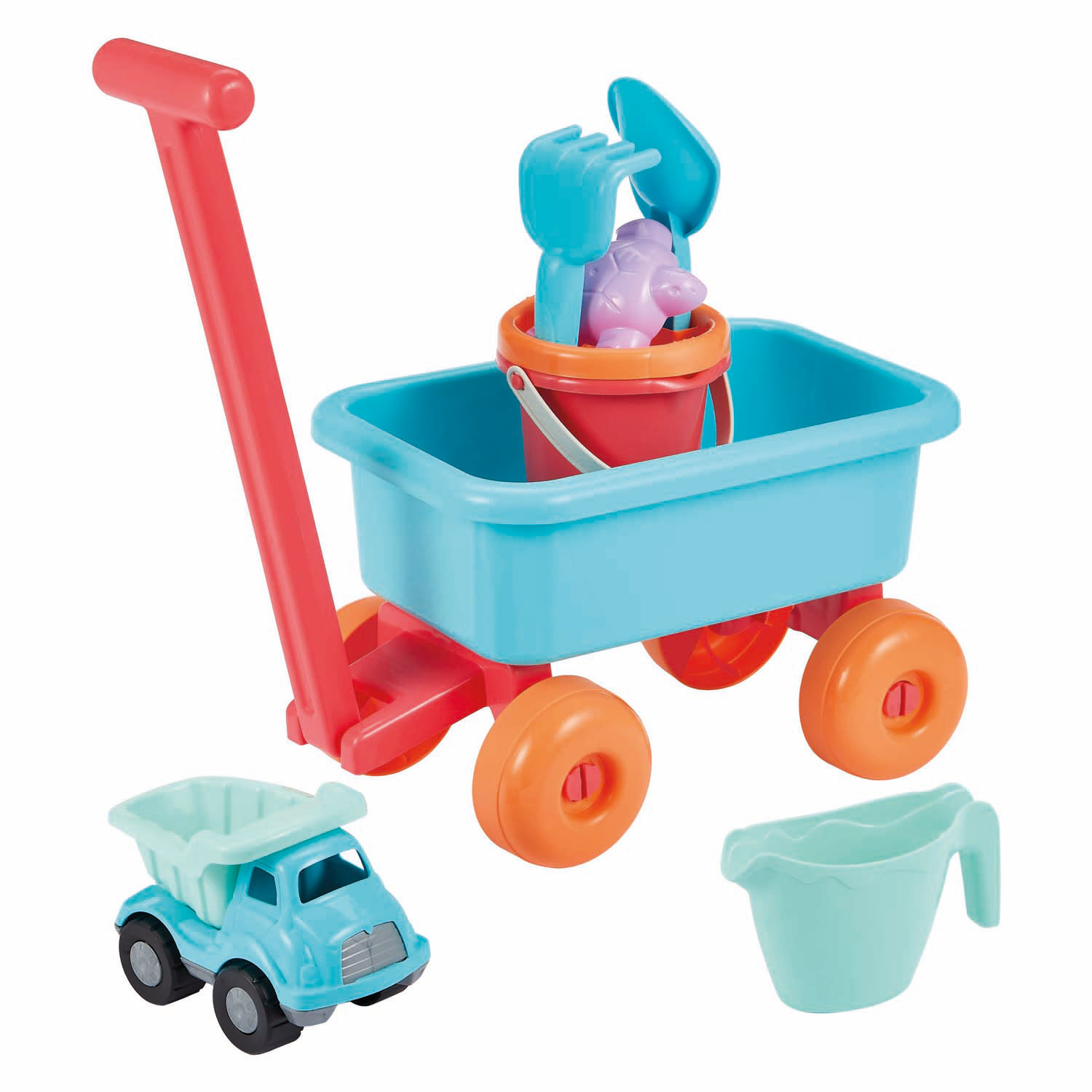 Chariot de plage Ecoiffier avec accessoires - 8 pièces.