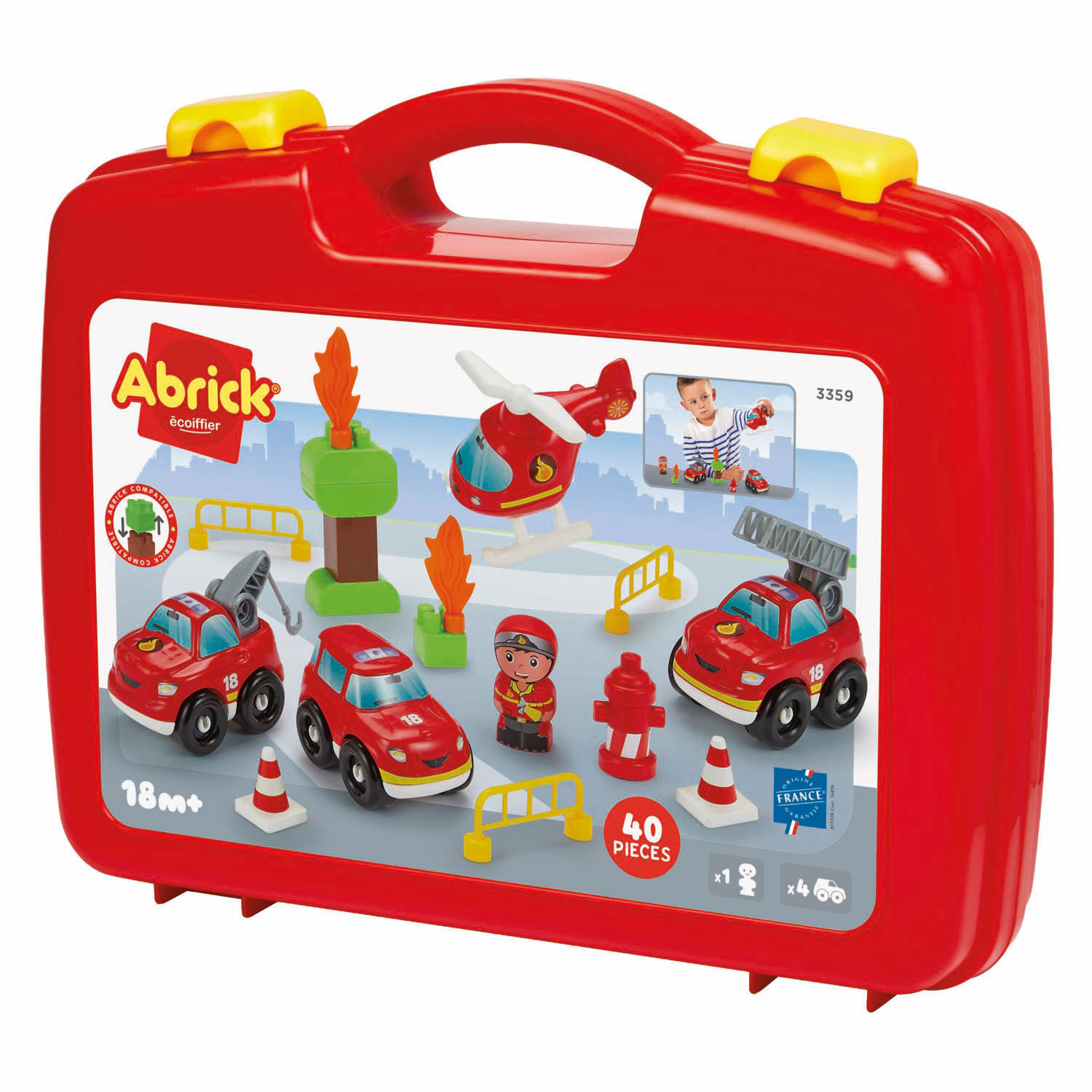 Coffret de camion de pompiers Abrick - 40 pièces.