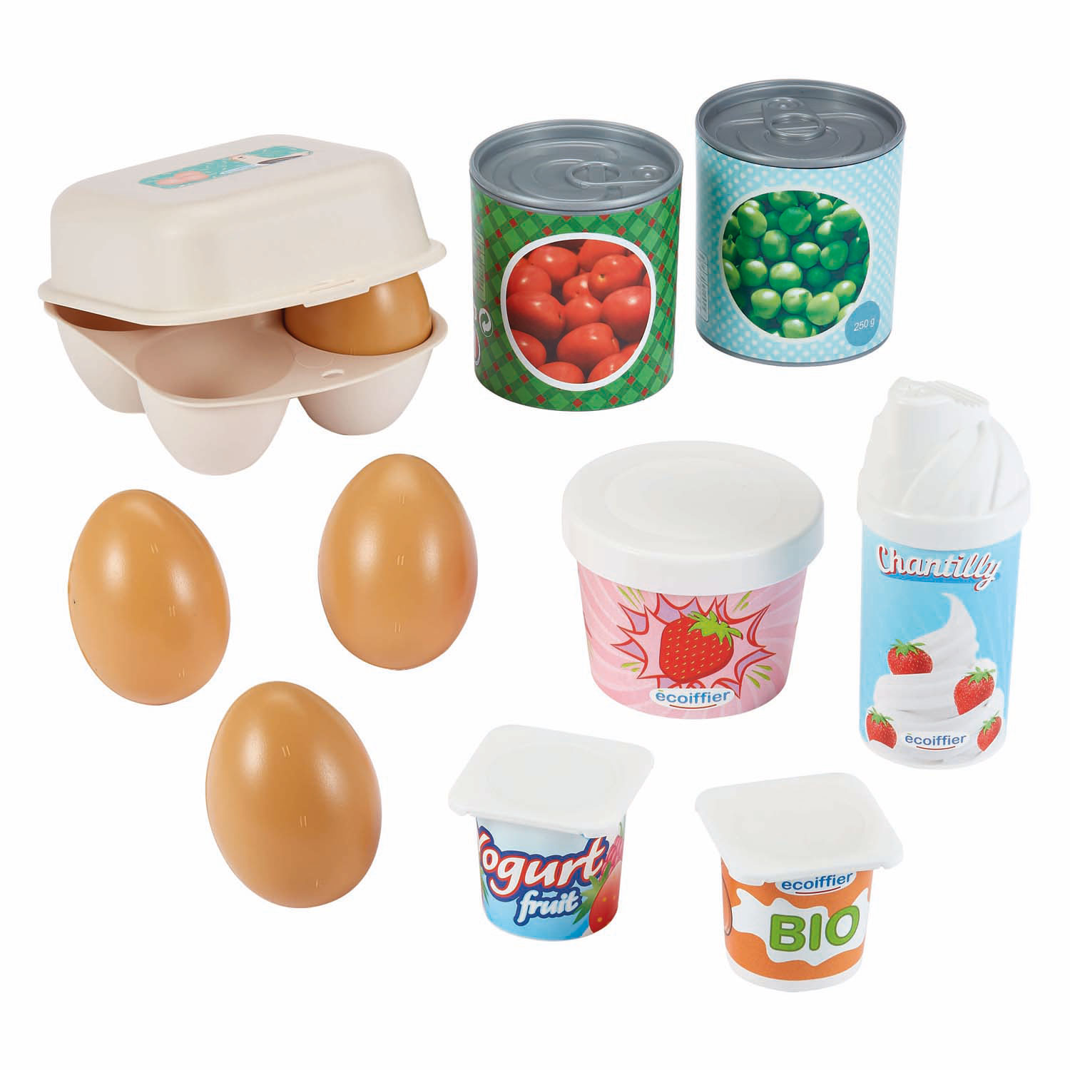 Panier à provisions Ecoiffier rempli - 12 pièces.