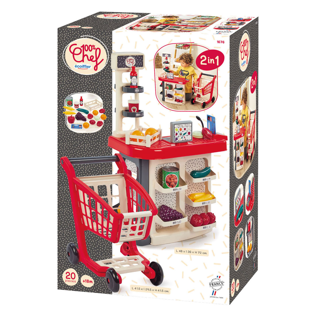 Ecoiffier Winkelbalie en Winkelwagen - 20dlg.