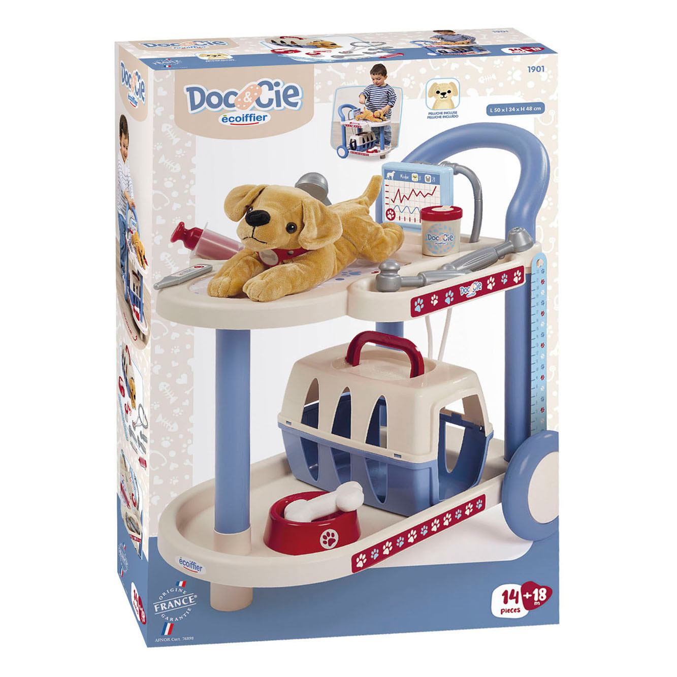 Ecoiffier Doc Cie Dierenartsen Trolley met Hond - 14dlg.