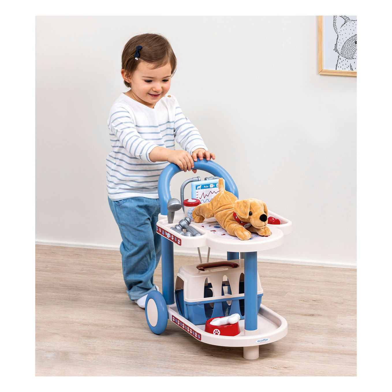 Ecoiffier Doc Cie Dierenartsen Trolley met Hond - 14dlg.