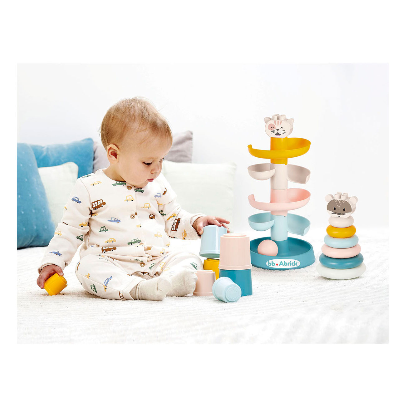 Abrick Jouet pour bébé 3 en 1 dans une boîte de rangement - 23 pièces.
