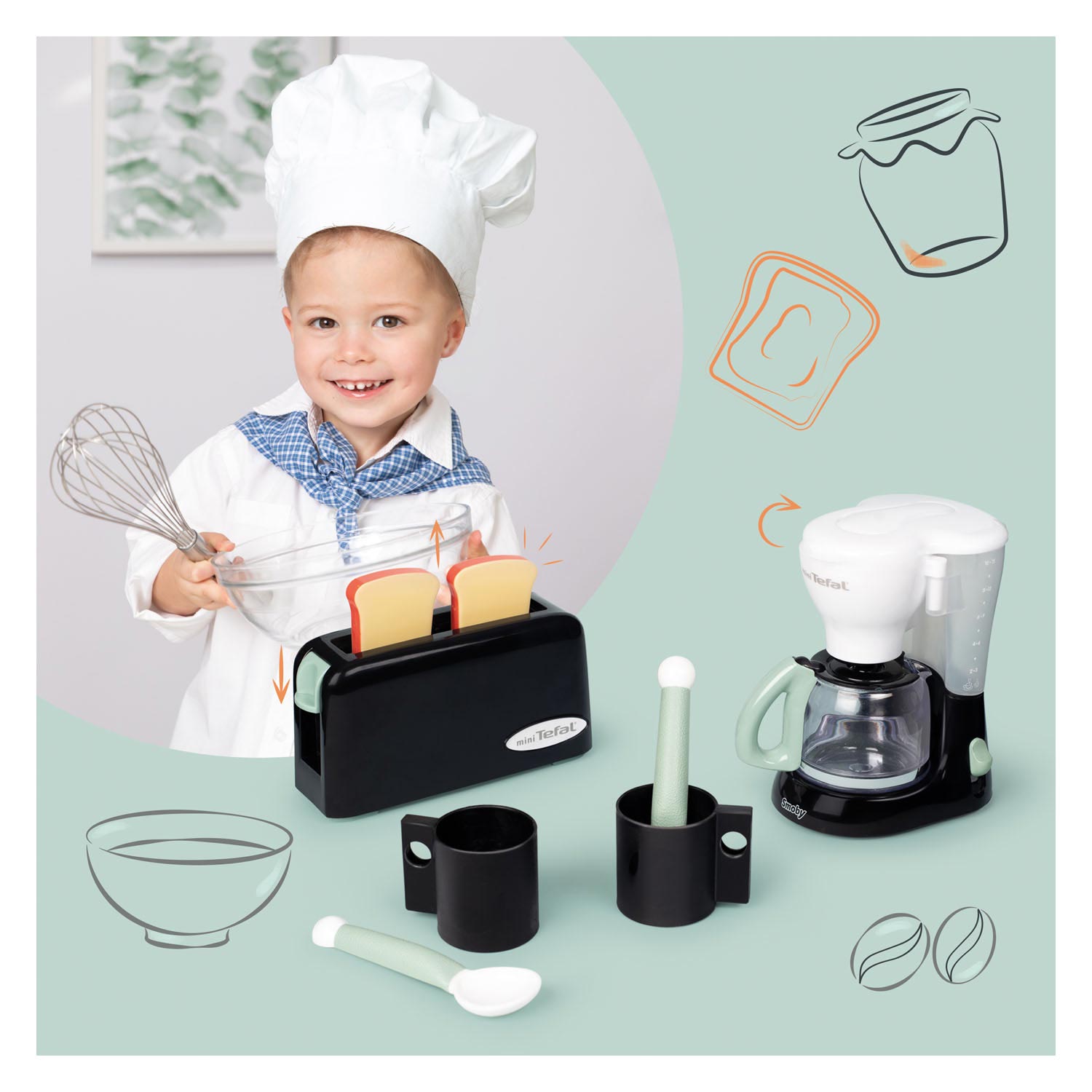 Smoby Tefal Ontbijtset, 6dlg.