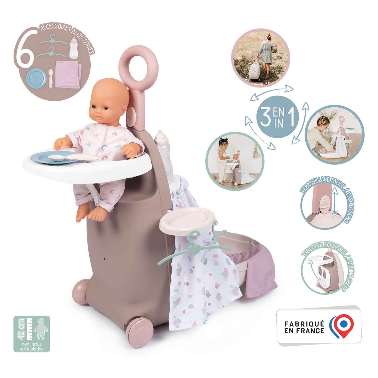 Smoby Baby Nurse Verzorgingstrolley, 3in1