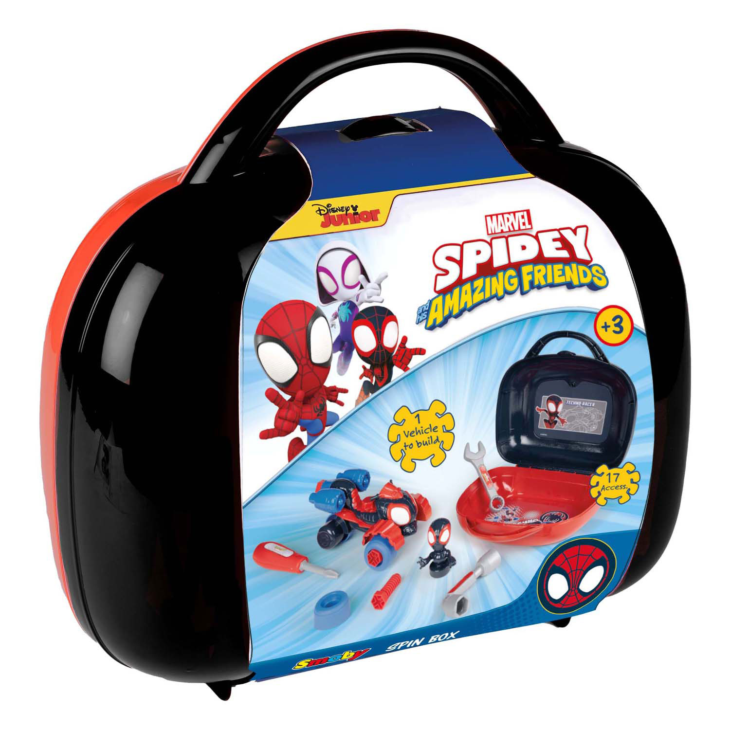 Smoby Spidey Spin Auto in Gereedschapskist, 14dlg.