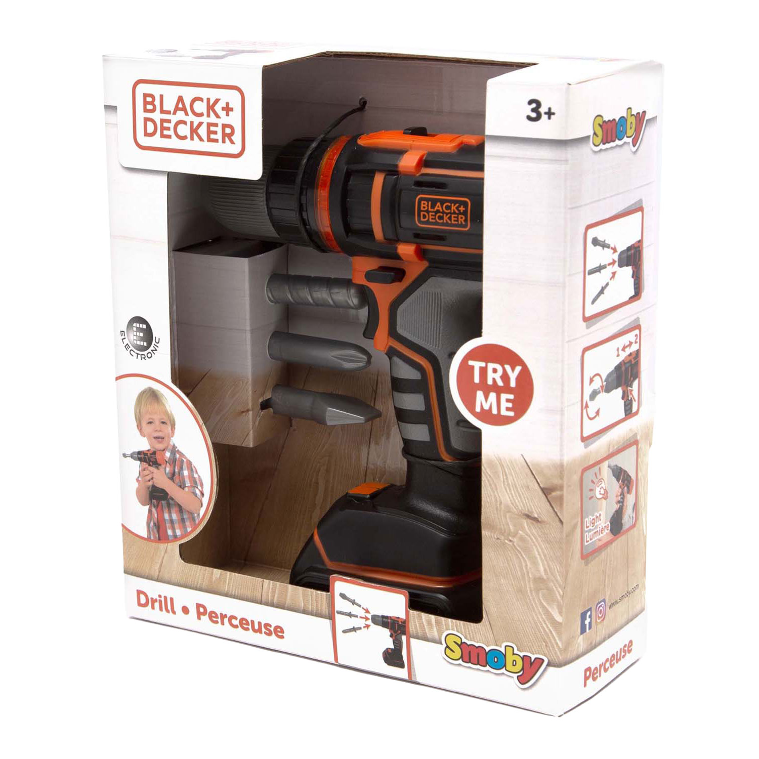 Smoby Black & Decker Bohrer mit 3 Bits