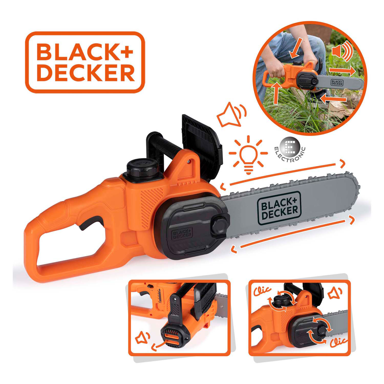 Smoby Black & Decker Kettingzaag met Licht en Geluid