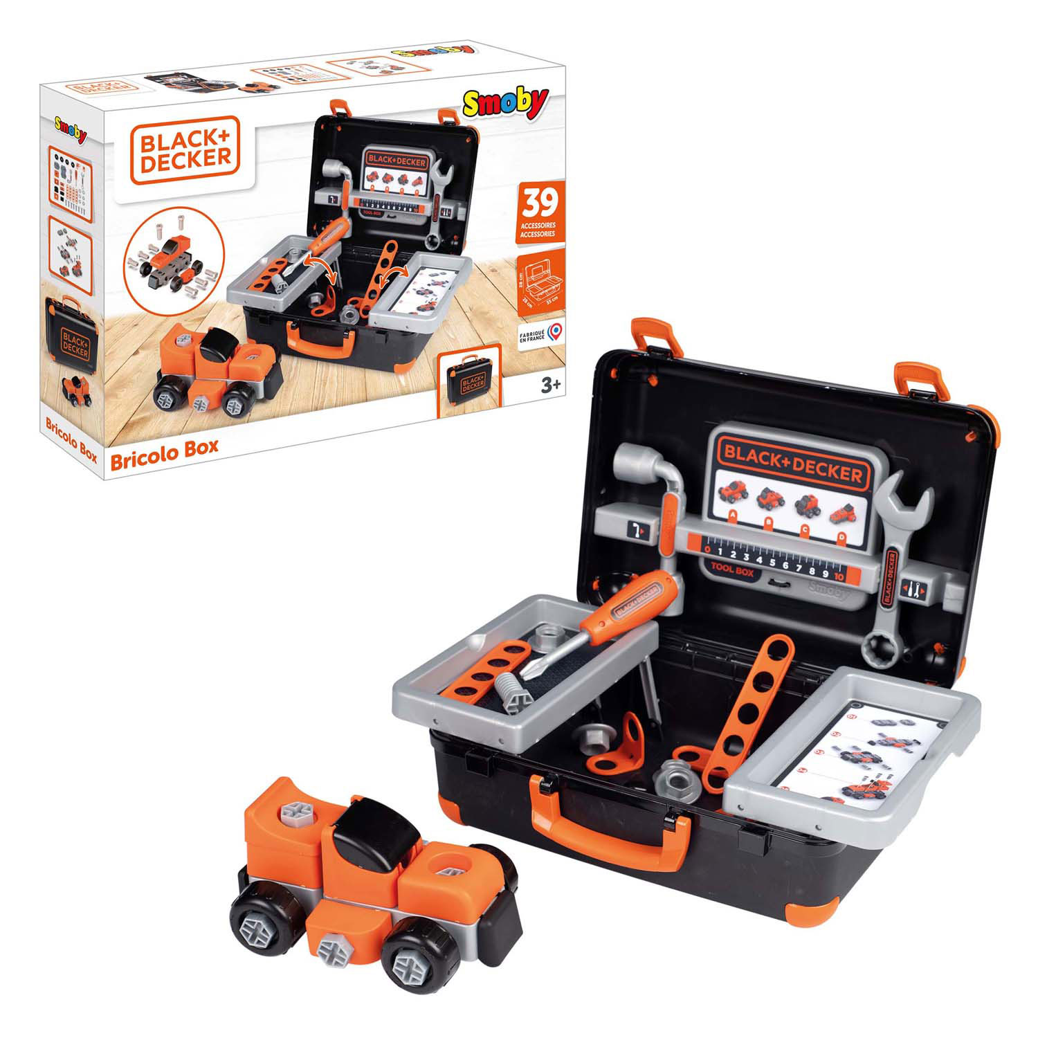 Smoby Black & Decker Bricolo Gereedschapskoffer Zwart, 39dlg.