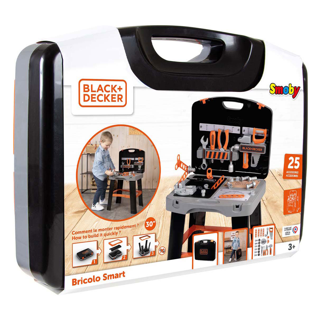 Smoby Black & Decker Bricolo Smart Werkbank Inklapbaar in Koffer, 33dlg.