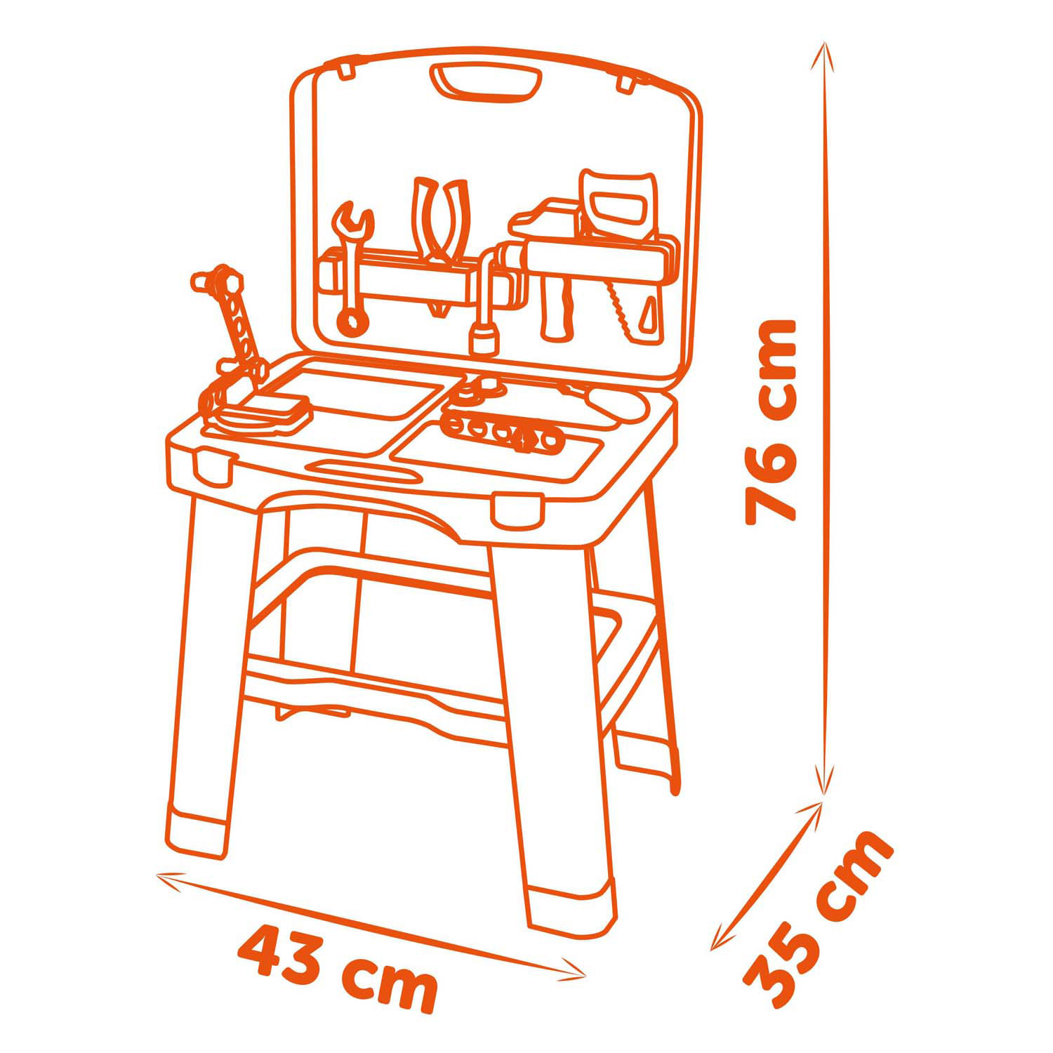 Smoby Black & Decker Bricolo Smart Werkbank Inklapbaar in Koffer, 33dlg.