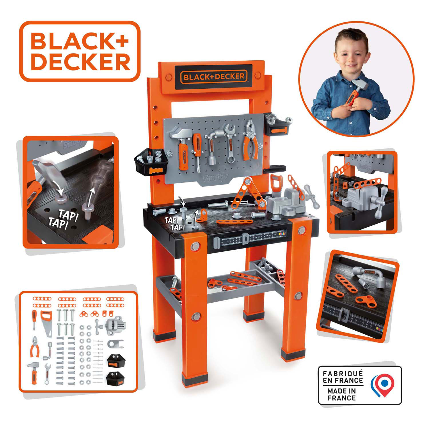 Smoby Black & Decker Bricolo Werkbank met Gereedschap, 75dlg.