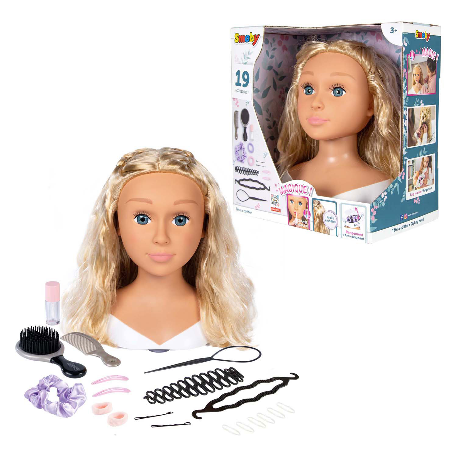 Smoby My Beauty Friseurpuppe blond mit Zubehör, 19-tlg.