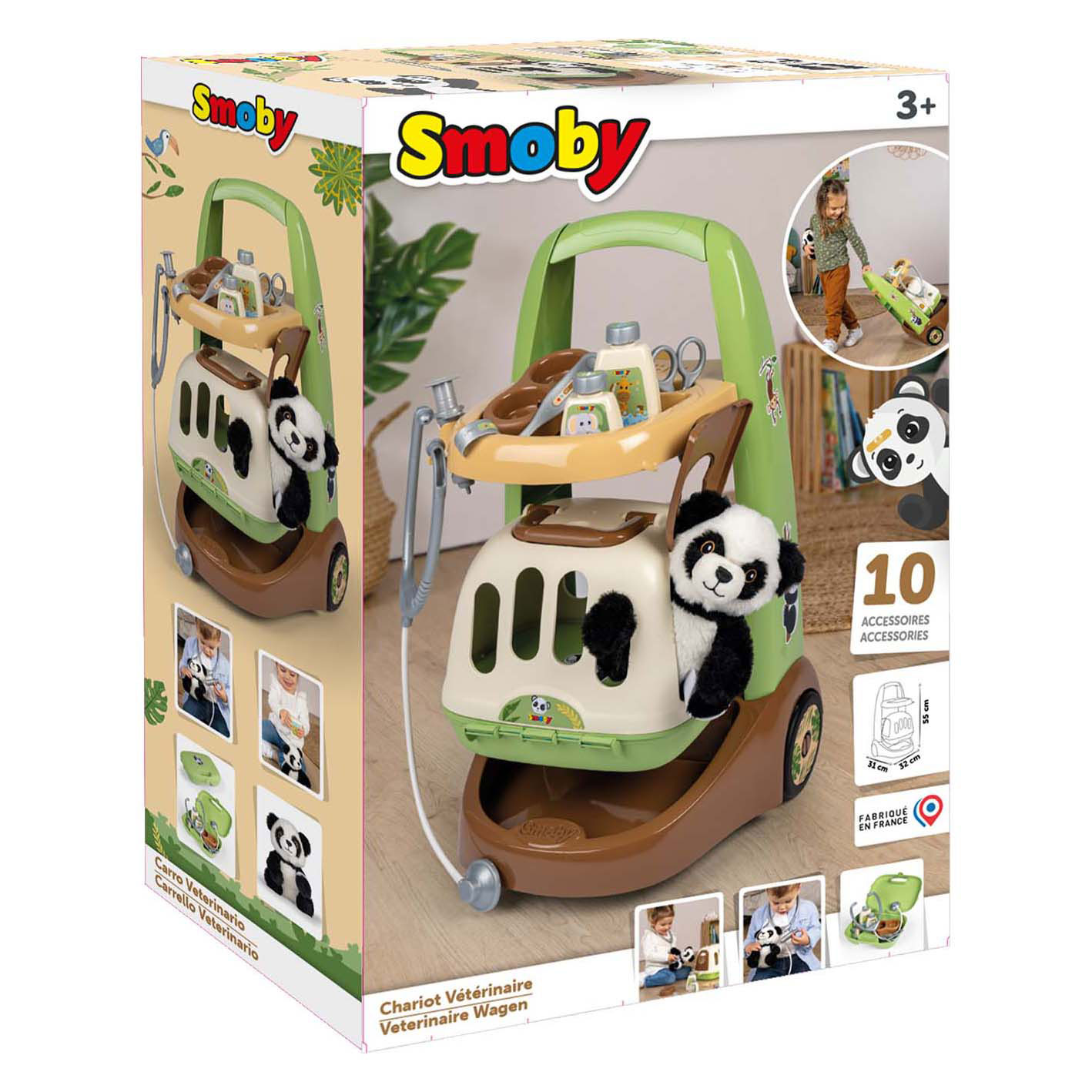 Smoby Dierenverzorger Trolley met Panda, 10dlg.