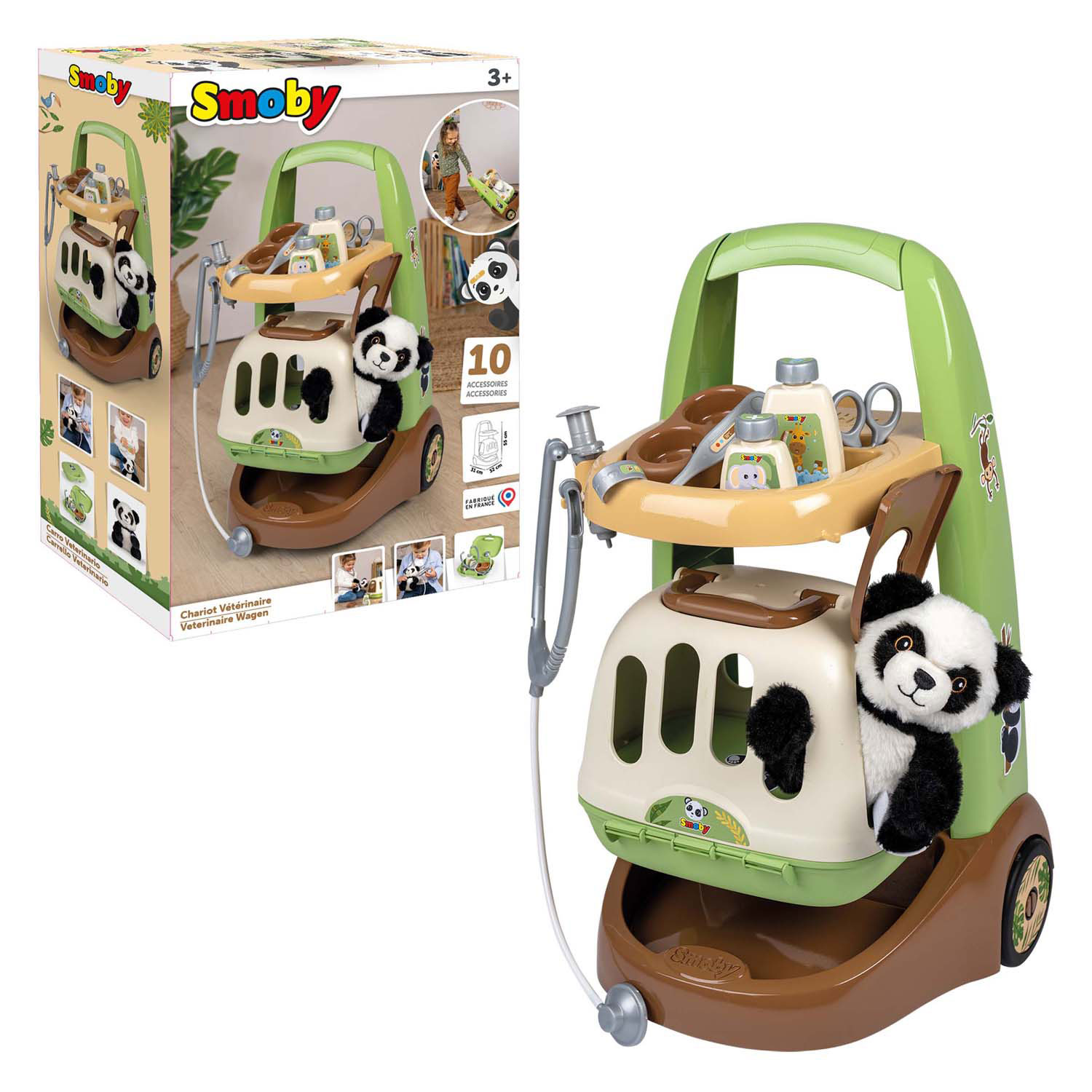 Smoby Dierenverzorger Trolley met Panda, 10dlg.