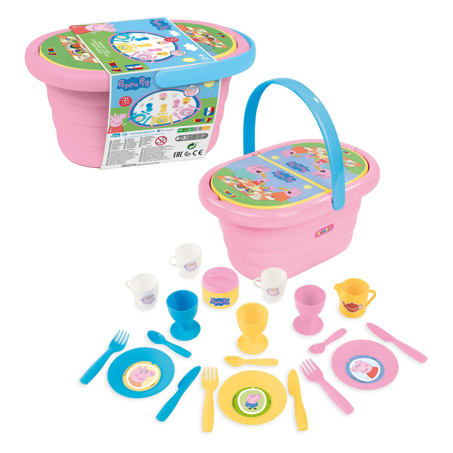 Smoby Peppa Pig Picknickmand met Accessoires, 21dlg.