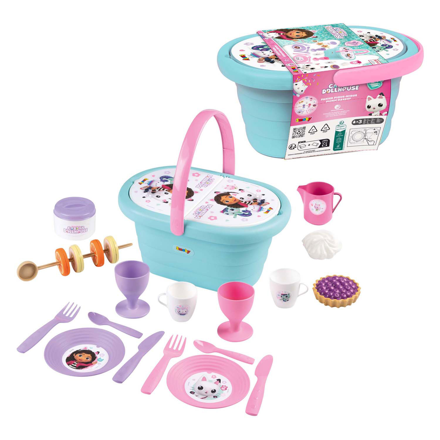 Smoby Gabby's Poppenhuis Picknickmand met Accessoires, 21dlg.