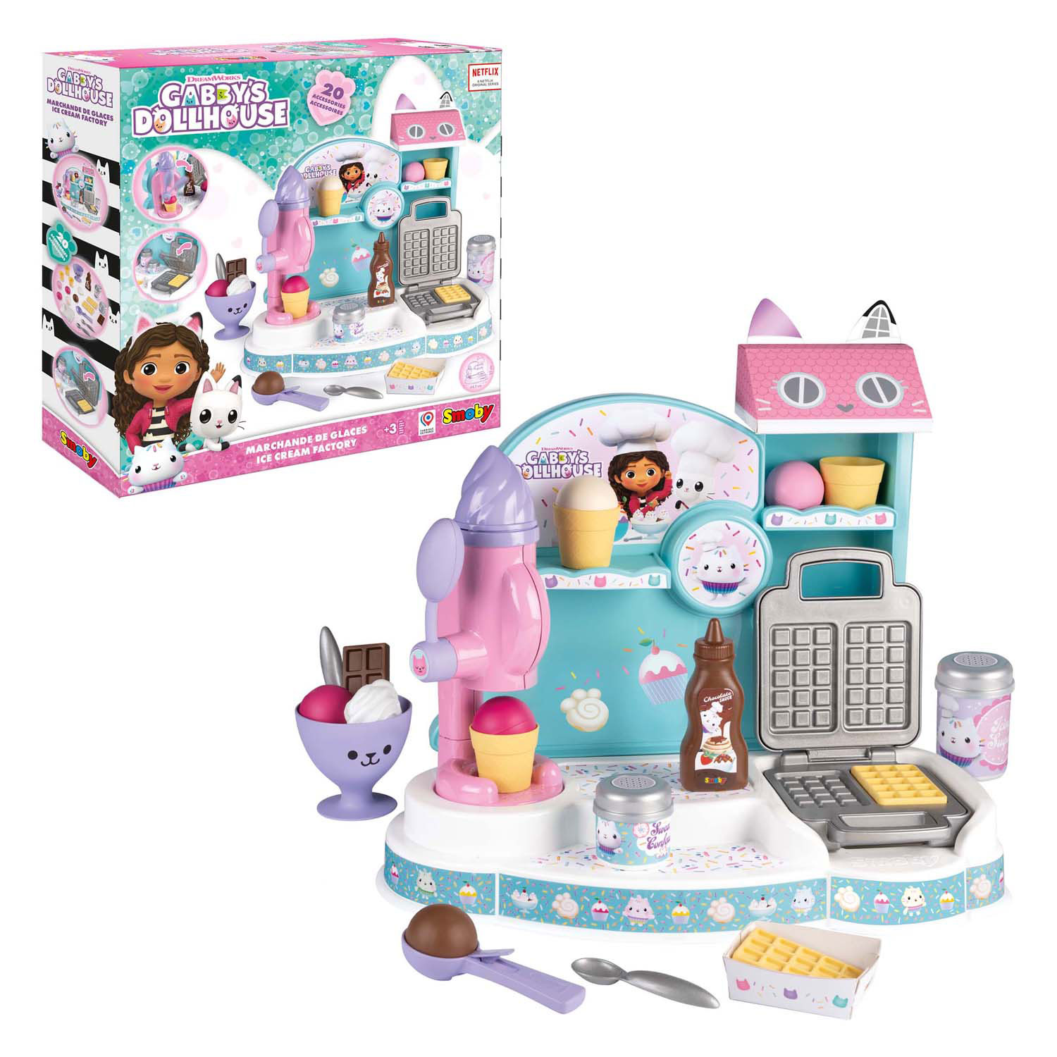 Usine de crème glacée Smoby Gabby et la maison magique , 20 pcs.