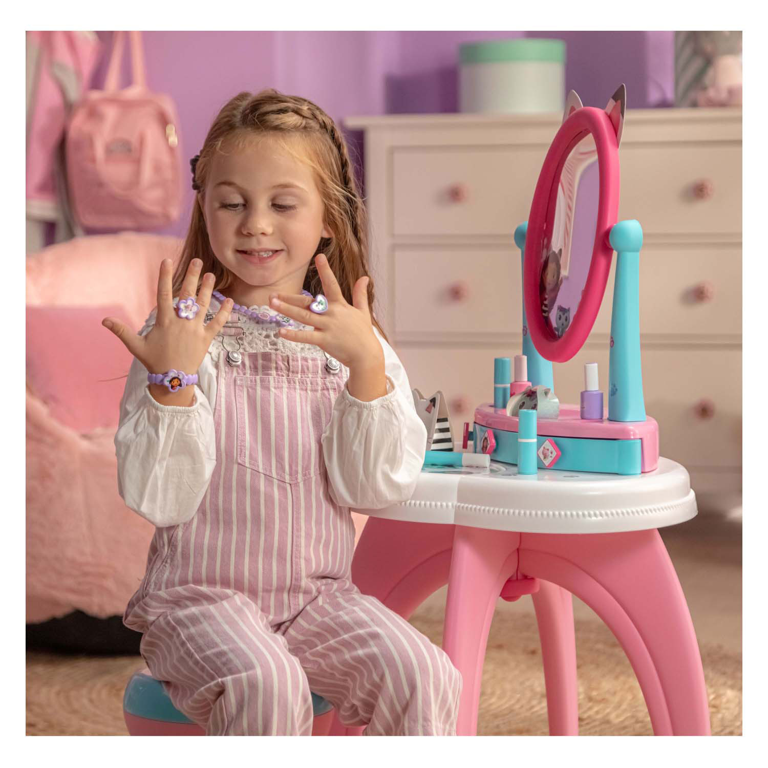 Smoby Gabby's Dollhouse 2in1 Schminktisch mit Hocker, 12-tlg.