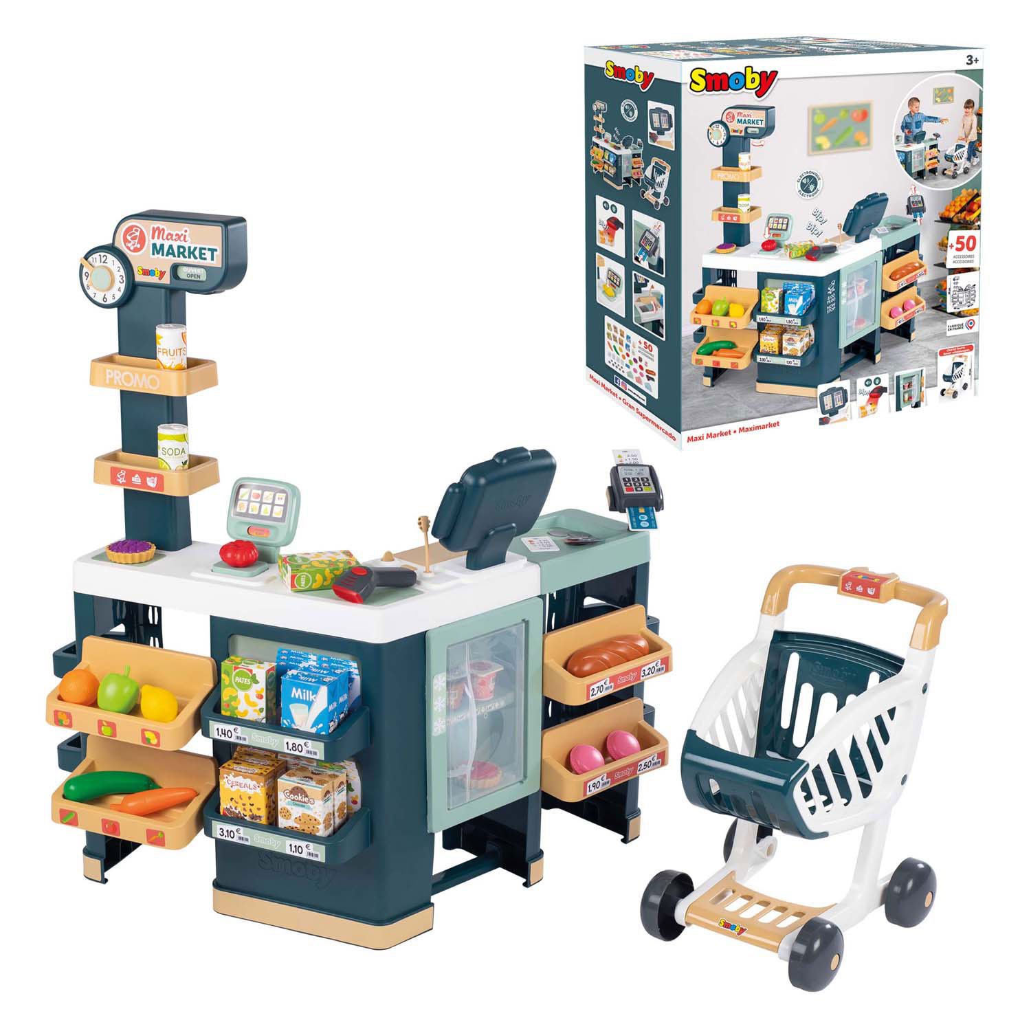 Smoby Supermarché Grand Avec Accessoires, 50 pcs.