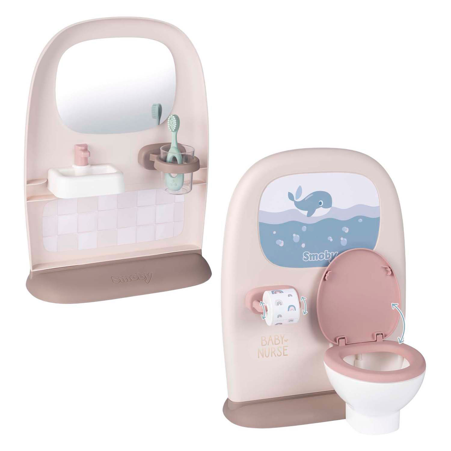 Smoby Baby Nurse Toilet en Badkamer 2in1 met Accessoires