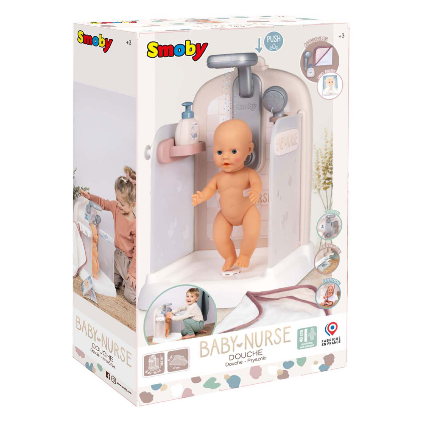 Cabine de douche Smoby Baby Nurse avec 3 accessoires