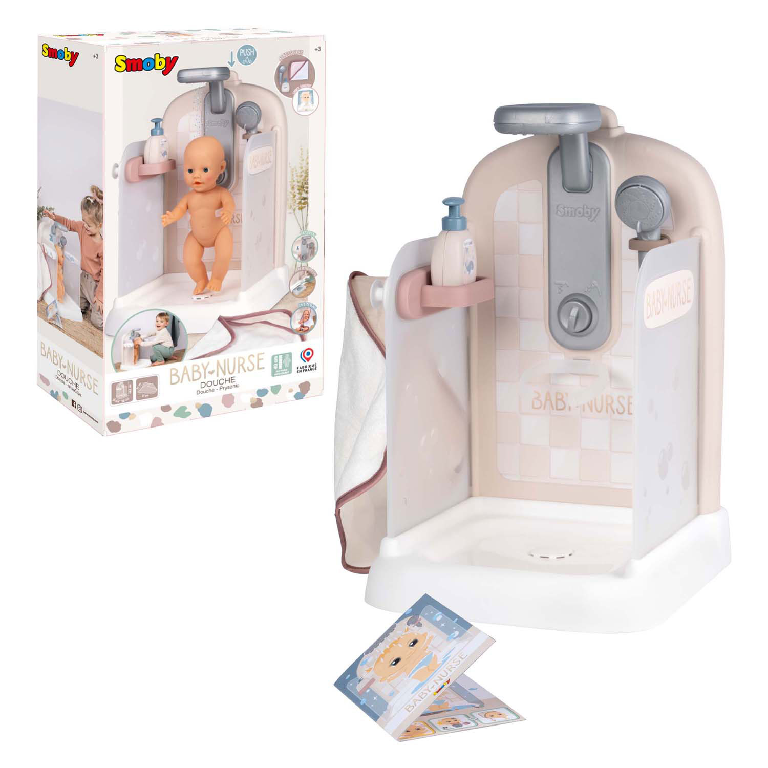 Cabine de douche Smoby Baby Nurse avec 3 accessoires