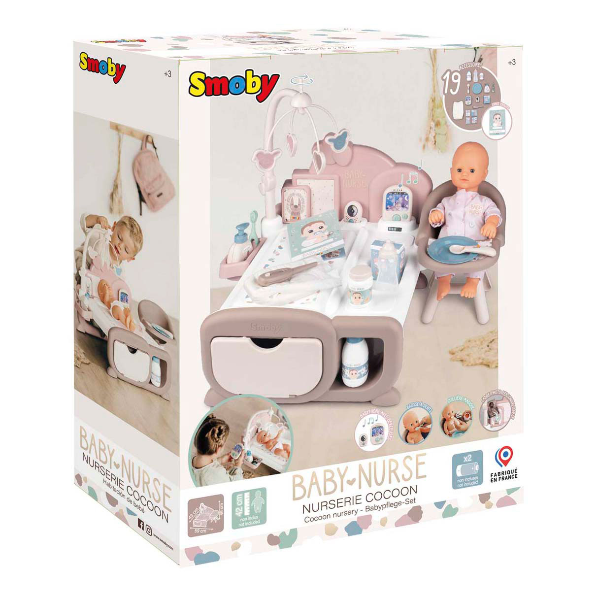 Smoby Baby Nurse Bed en Verzorgingsset, 19dlg.