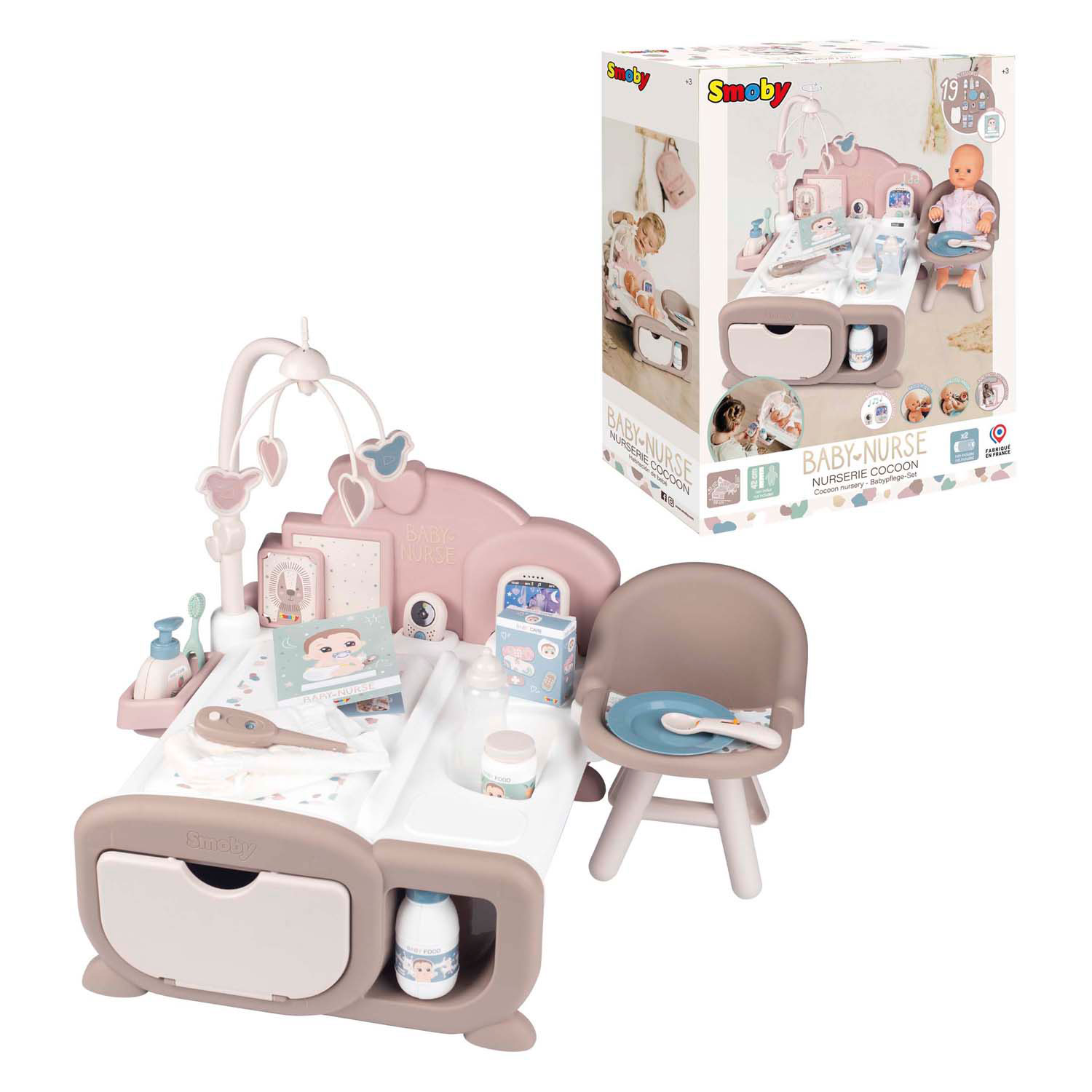 Smoby Baby Nurse Bed en Verzorgingsset, 19dlg.