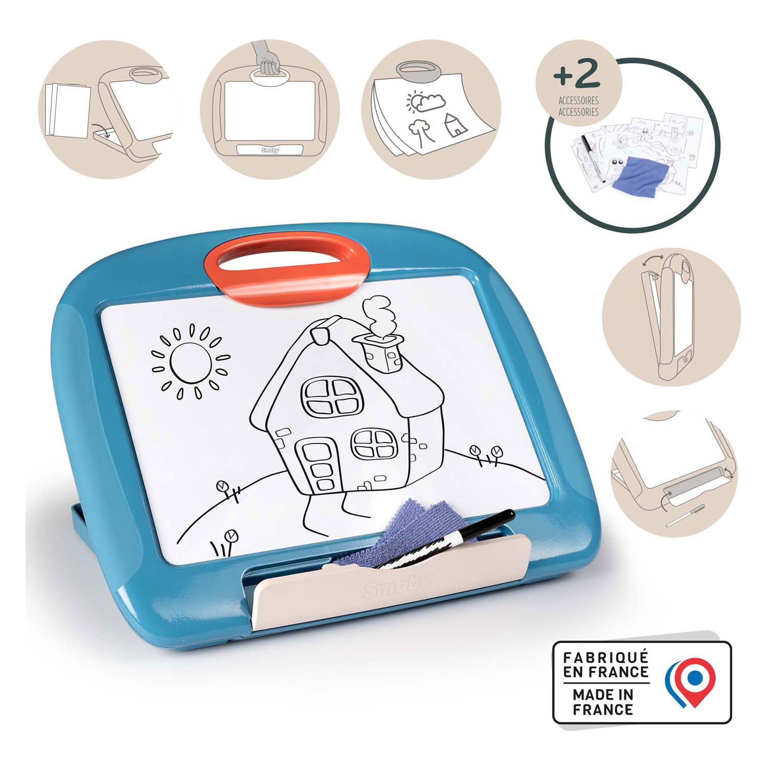 Smoby Reis Tekenbord met Stift en 4 Kleurplaat