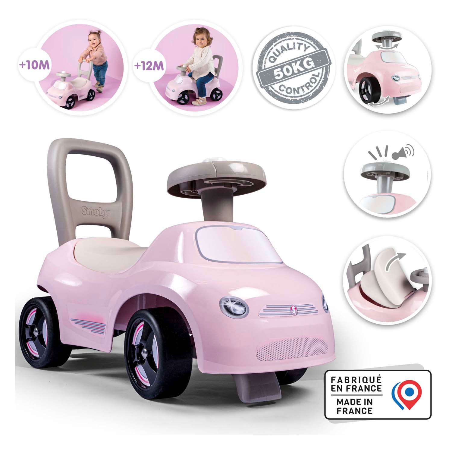 Smoby Loopauto Roze