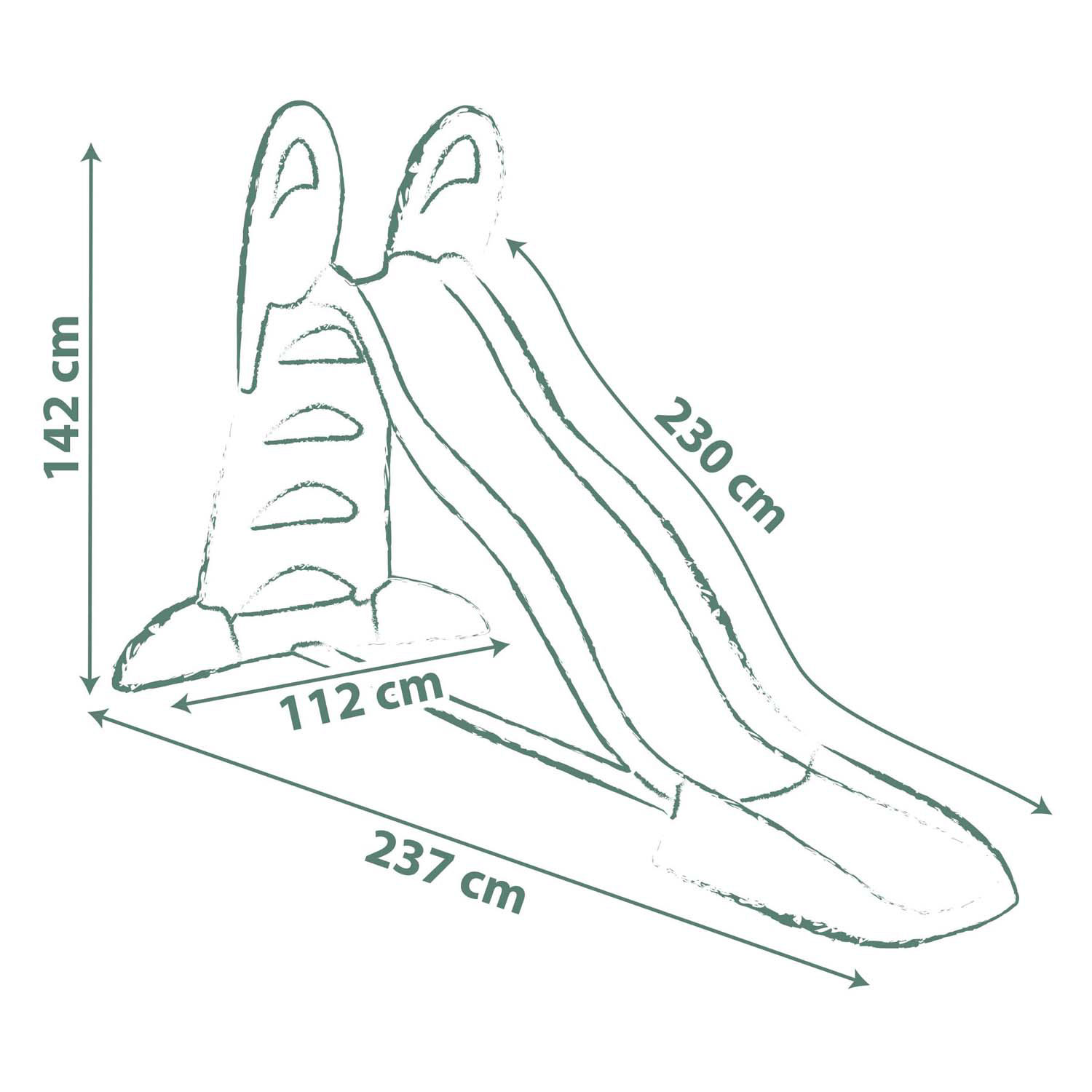 Smoby Life Glijban Golvend Groen met Wateraansluiting, 230cm