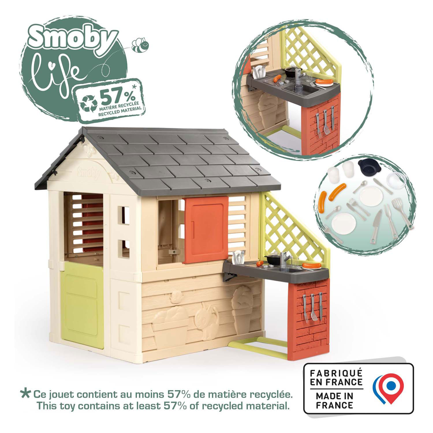 Smoby Life Speelhuis Natuur met Buitenkeuken