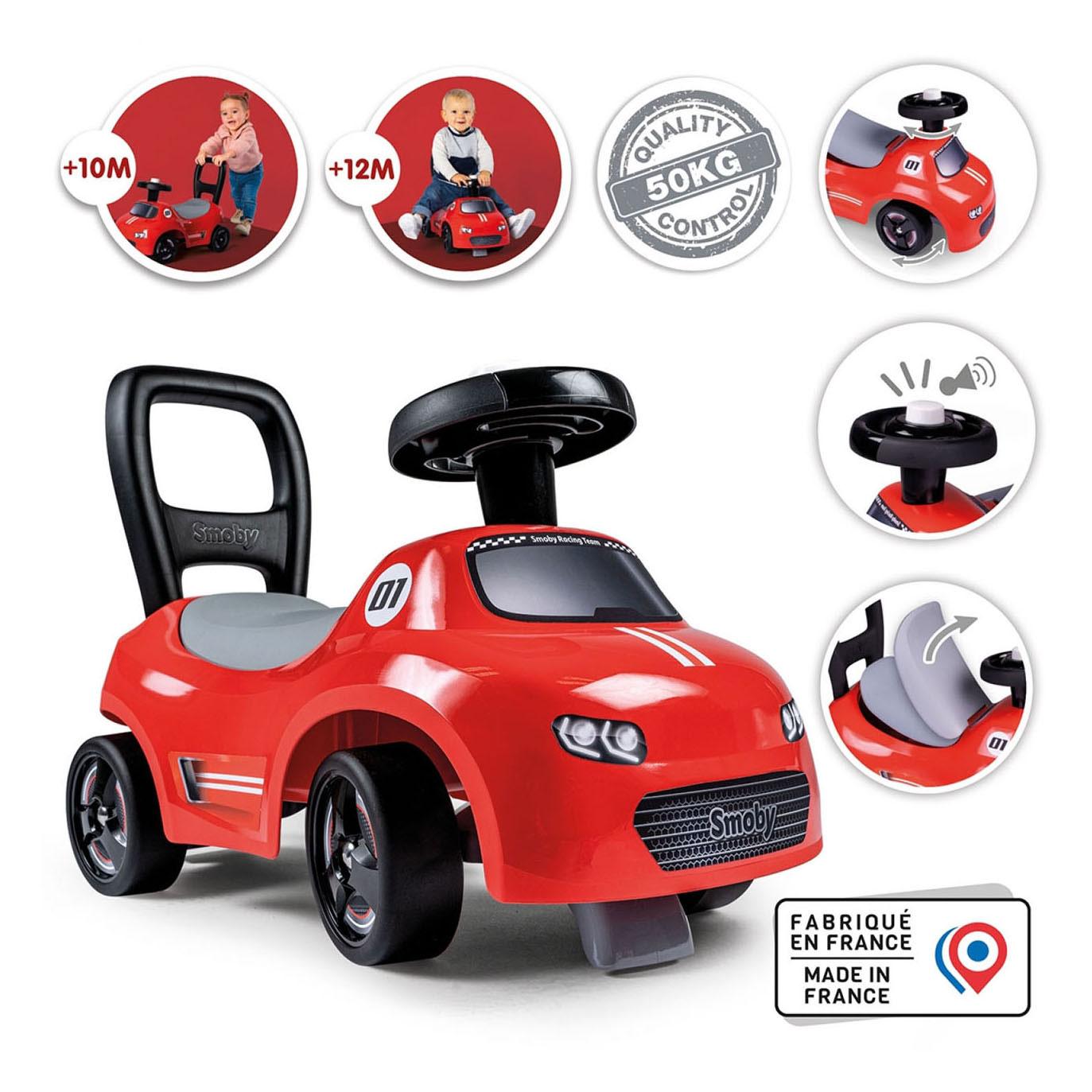Smoby 2-en-1 Loopauto Ride On - Route