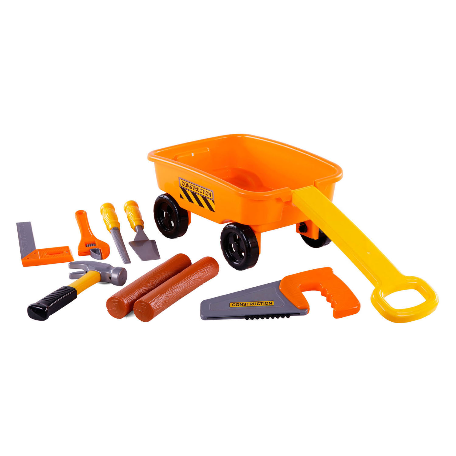 Cavallino Bollerwagen Orange mit Werkzeugen und Baumstämmen, 9-tlg.