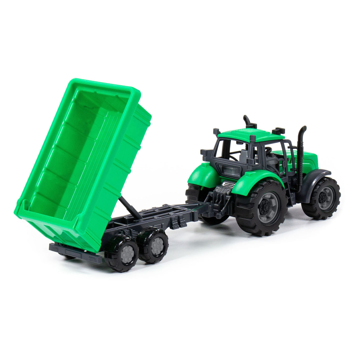 Tracteur Cavallino avec remorque benne vert, échelle 1:32