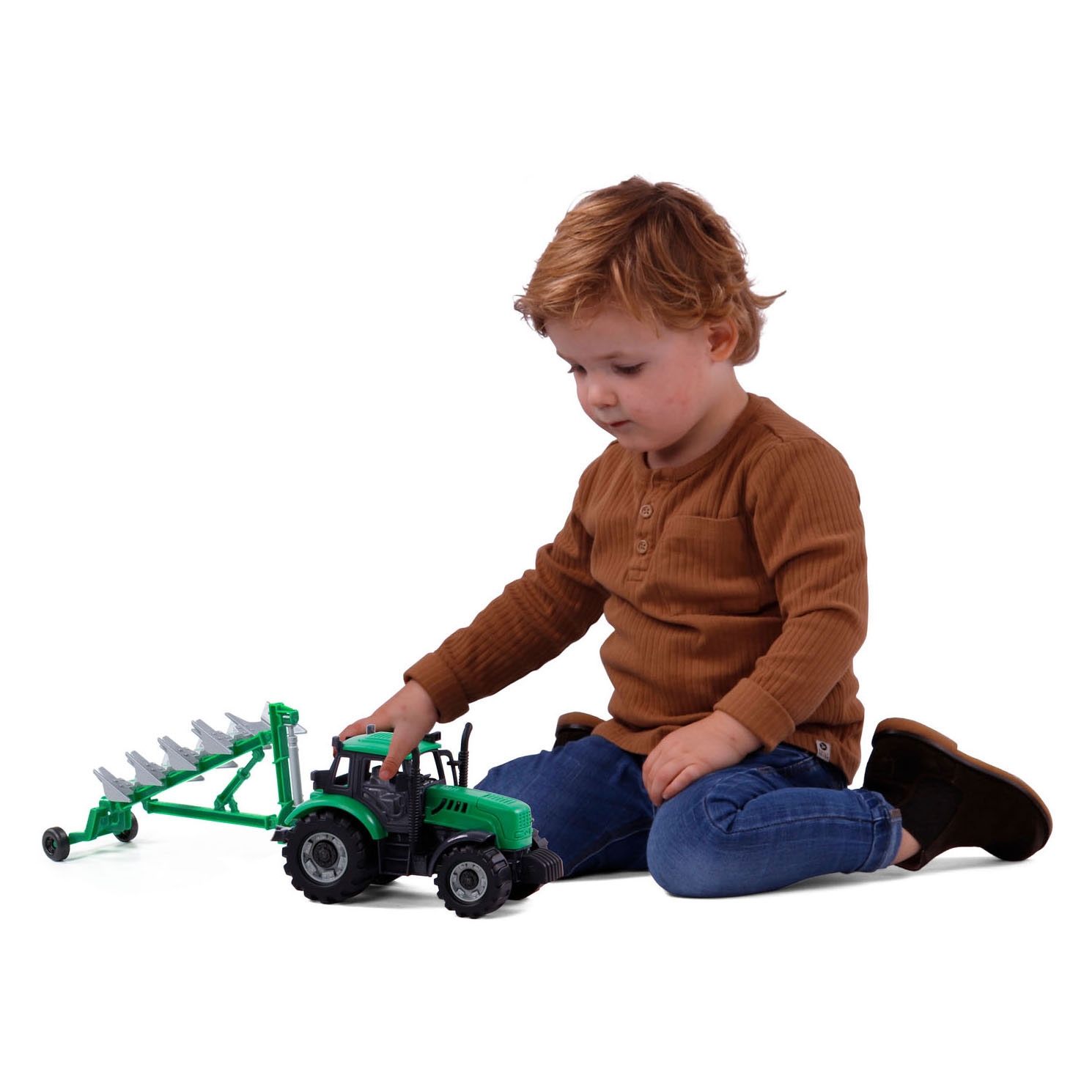 Cavallino Traktor mit grünem Pflug, Maßstab 1:32