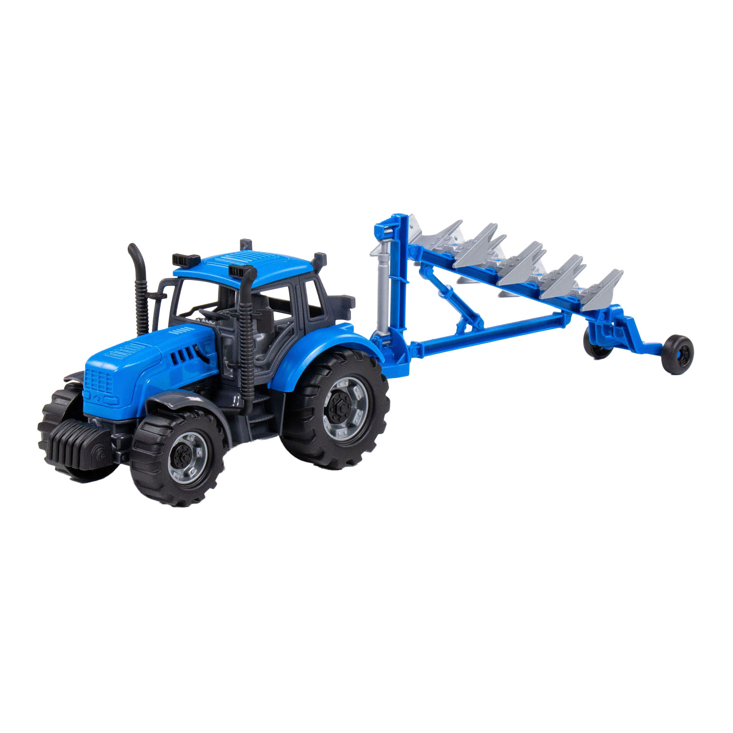 Cavallino Traktor mit Pflug Blau, Maßstab 1:32