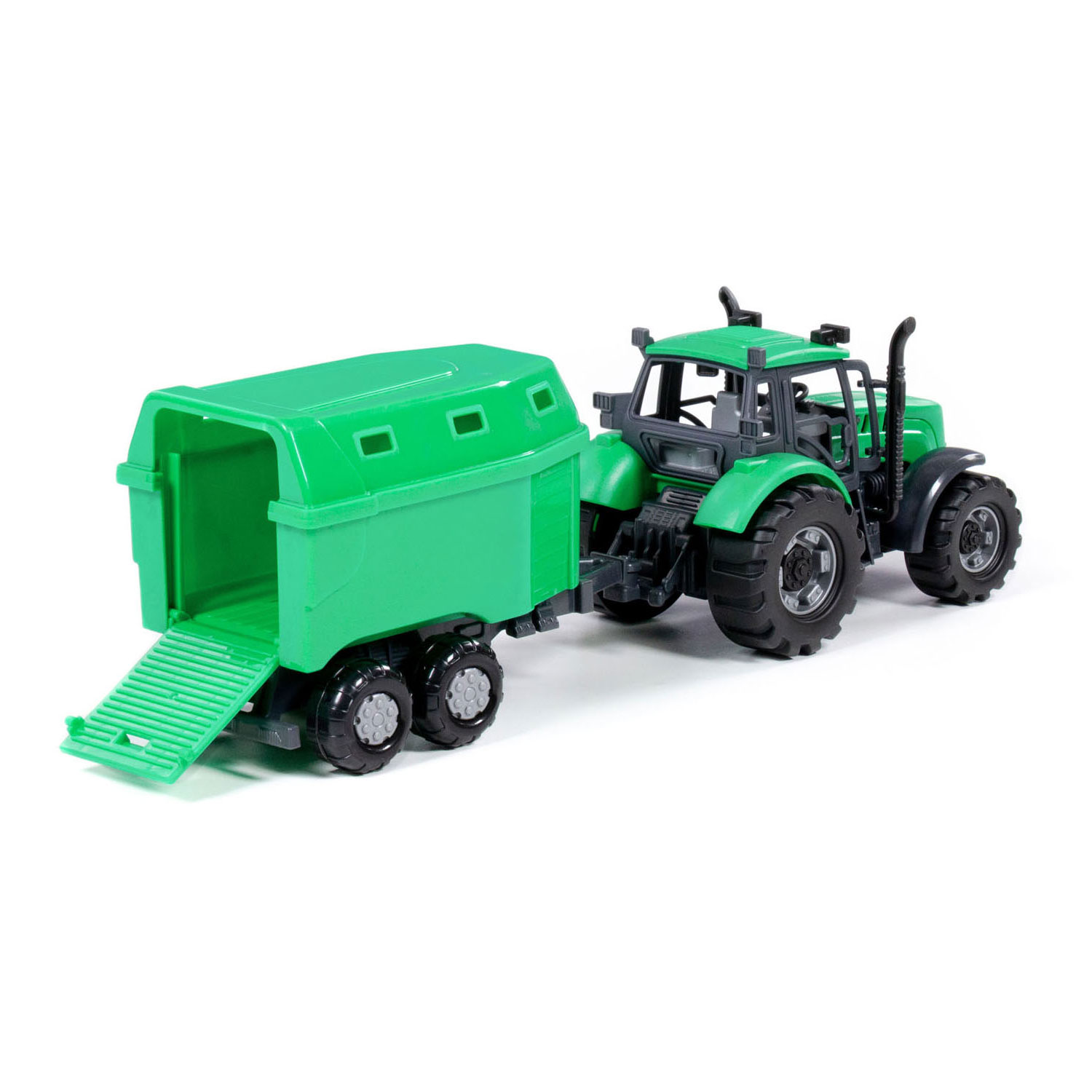 Tracteur Cavallino avec remorque à chevaux vert, échelle 1:32