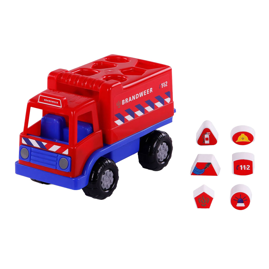 Cavallino Trieur de formes de camion de pompiers avec 6 blocs, 26 cm