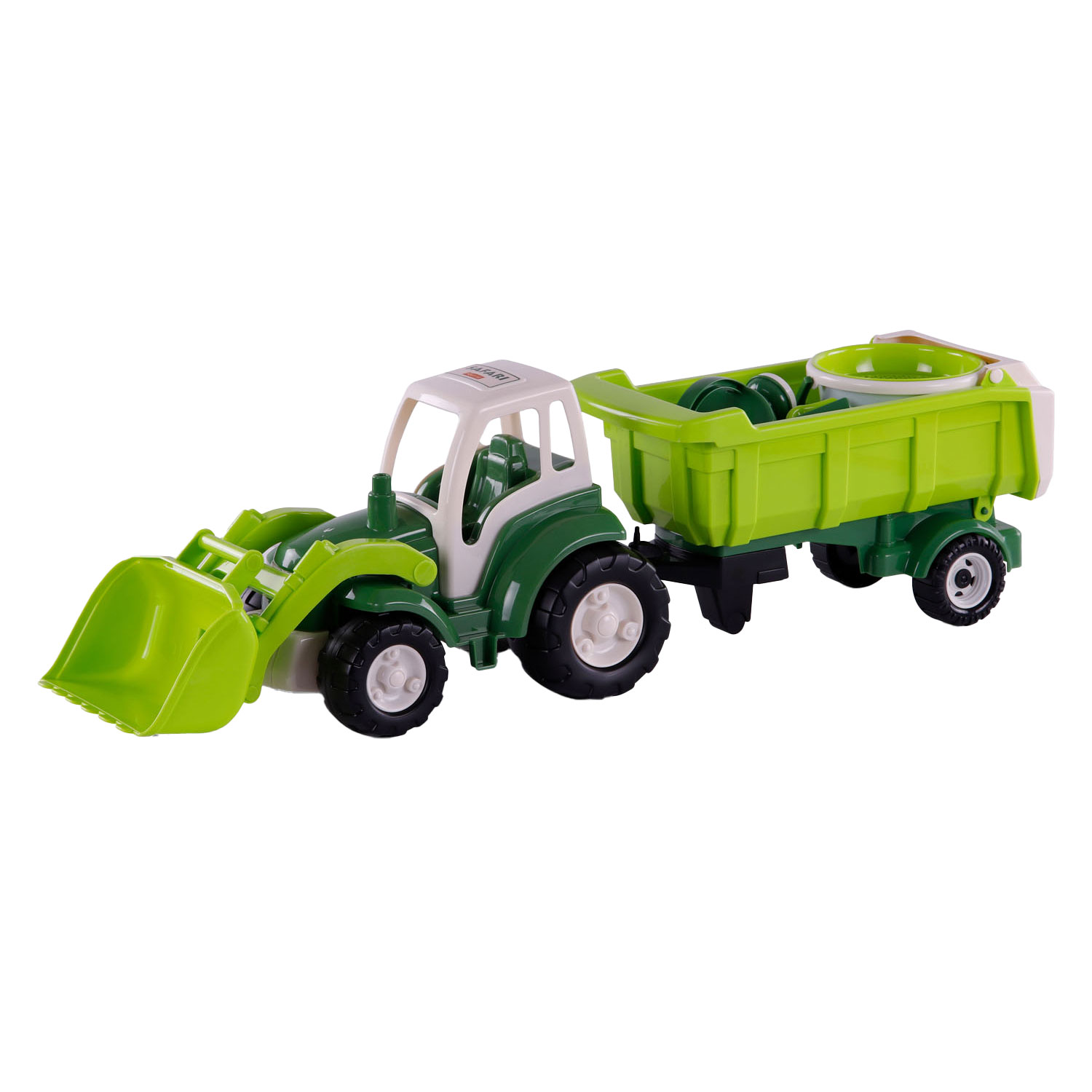Cavallino XL Tractor Groen met Kiep- Aanhangwagen en Emmerset, 9dlg.
