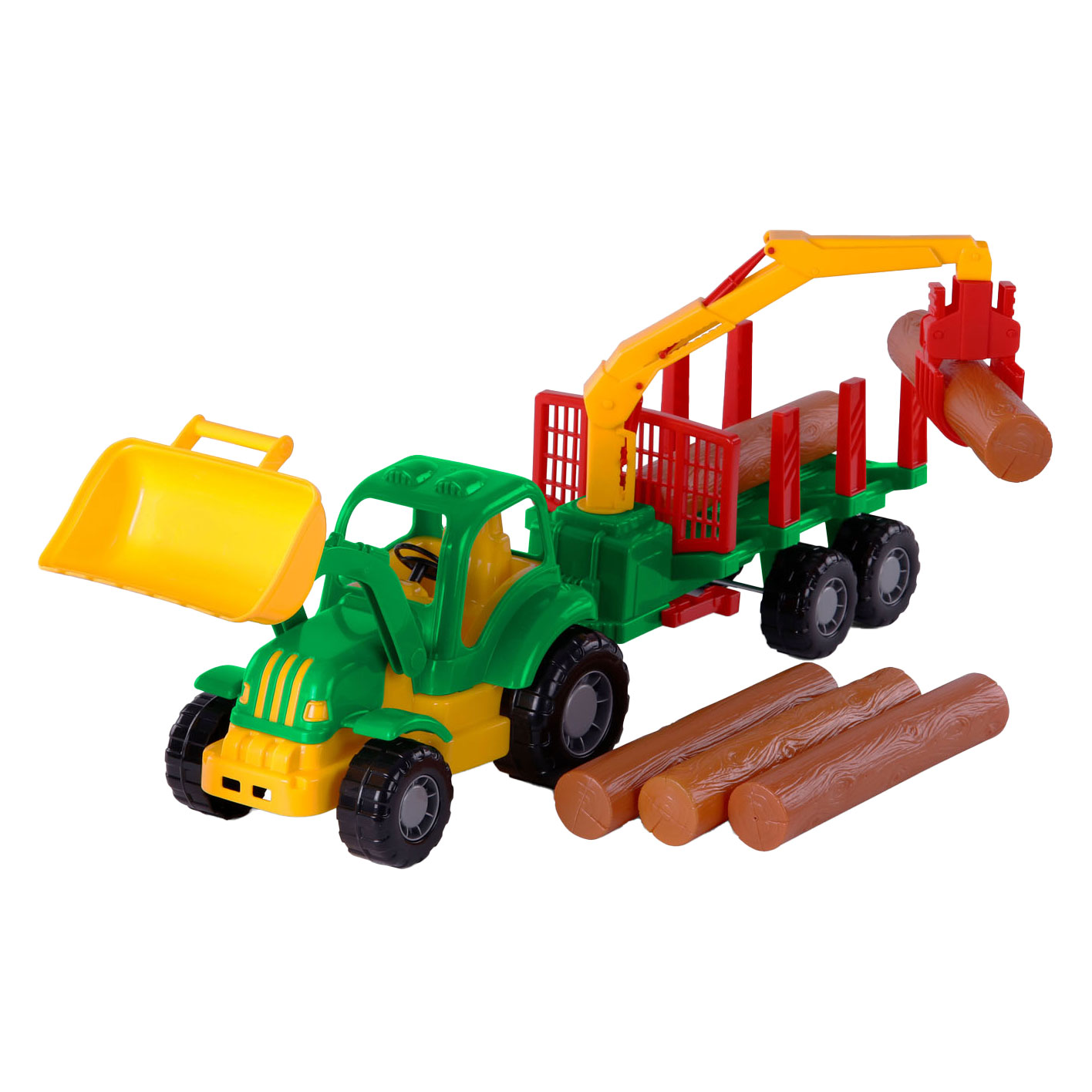 Tracteur Cavallino Classic avec remorque et bois, 61 cm