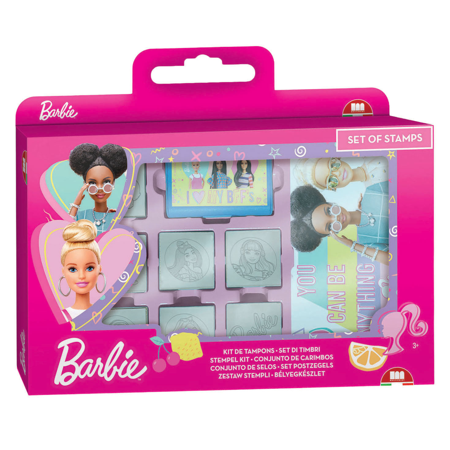 Houten Stempels, Notitieboekje en Viltstiften Barbie - 12dlg.