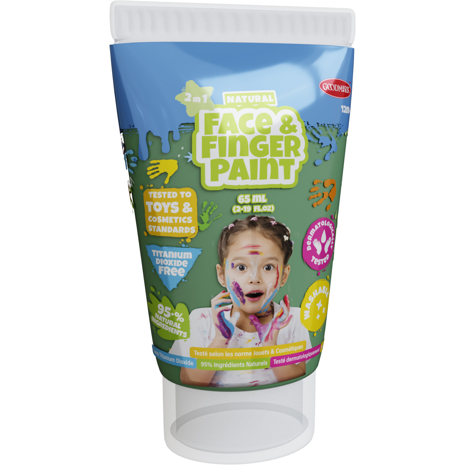 Natural Face & Fingerpaint Tube - Groen, 65ml