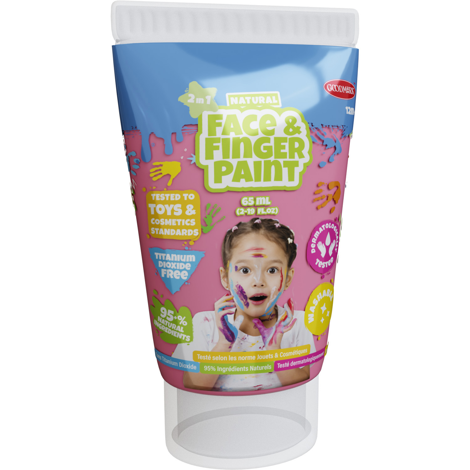 Natural Face & Fingerpaint Tube - Roze, 65ml