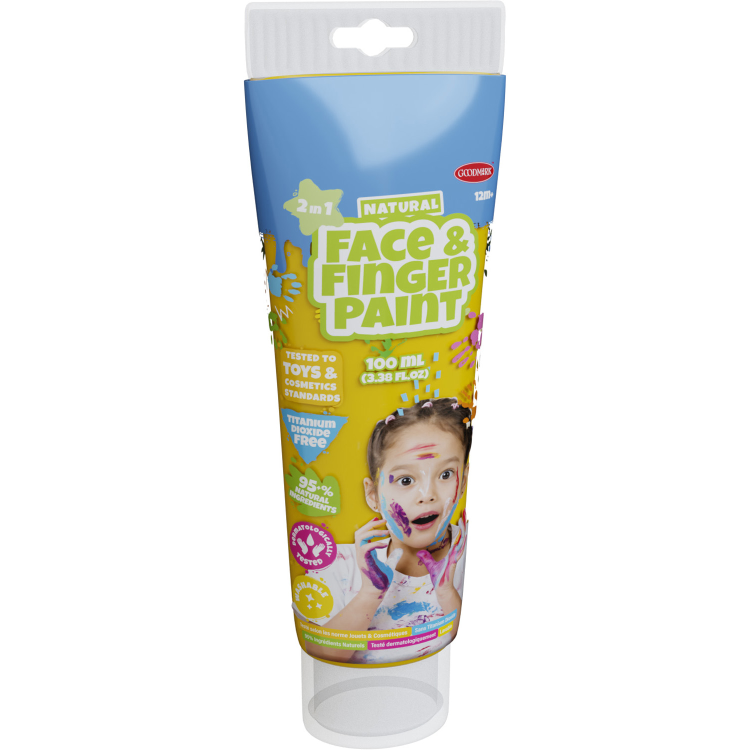 Natural Face & Fingerpaint Tube - Geel, 100ml